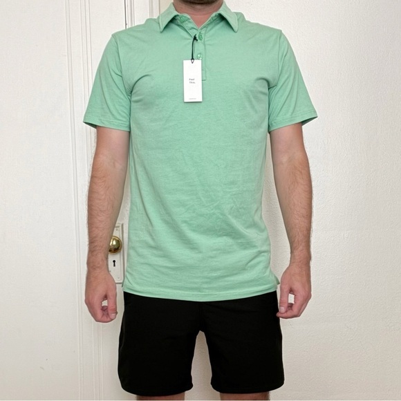 Swet Tailor Men’s All-In Polo Shirt Green Size Medium Performance Stretch New - Picture 1 of 8
